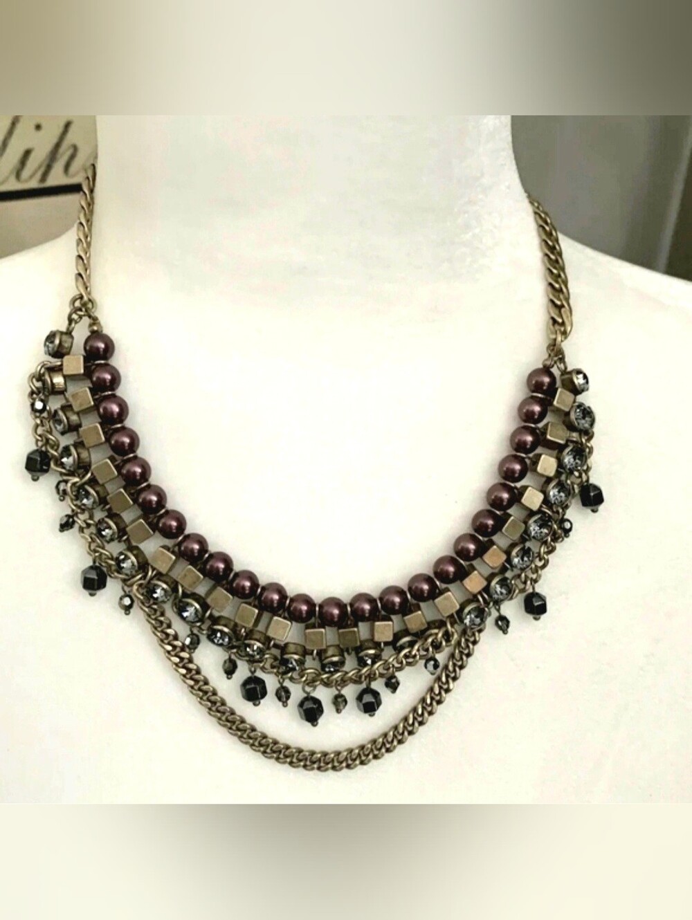 Silpada Blue Violet Necklace Glass Pearls Hematite Crystals KRN0033 18”